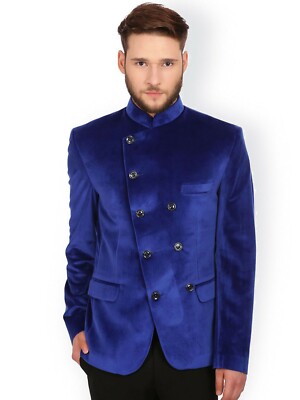 Men Royal Blue Smoking Jacket Designer Elegant Luxury Stylish
