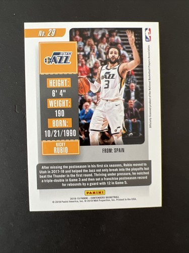 2018-19 Panini Contenders Ricky Rubio Finals Ticket 87/99 SP #’d Jazz - Picture 2 of 2