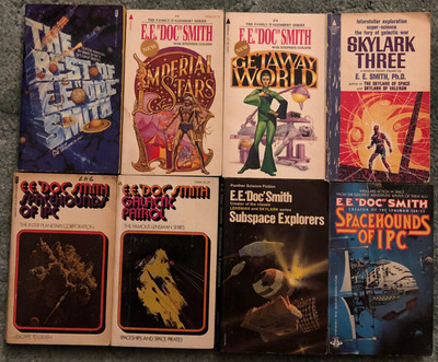 EE Doc Smith books, lot of 8, Imperial Stars, Getaway World, Skylark, Best of