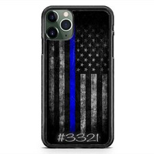 Personalized Blue Line Police Case For iPhone 17 16 15 14 13 12 Pro Max Plus