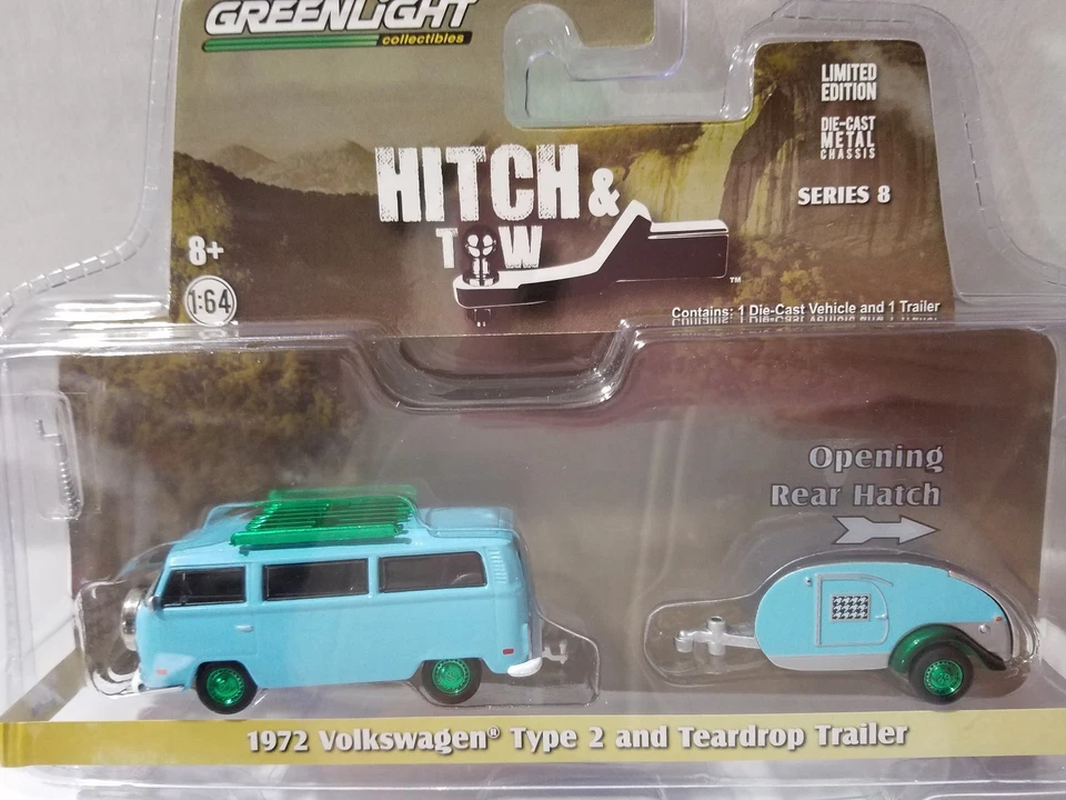 GREENLIGHT GREEN MACHINE HITCH & TOW 1972 大众类型 2 &TEARDROP 拖车 LE — 第 2/4 张图片