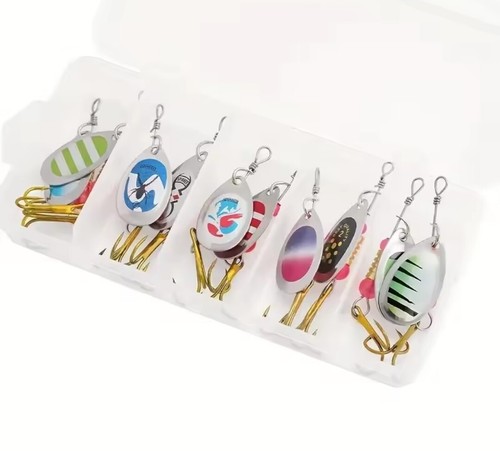 Kit 10 Cuillères De Pêche OriGlam – Leurres Durs En Métal, Hameçons Triples, Boîte De Rangement, Pour Lac, Rivière, Mer