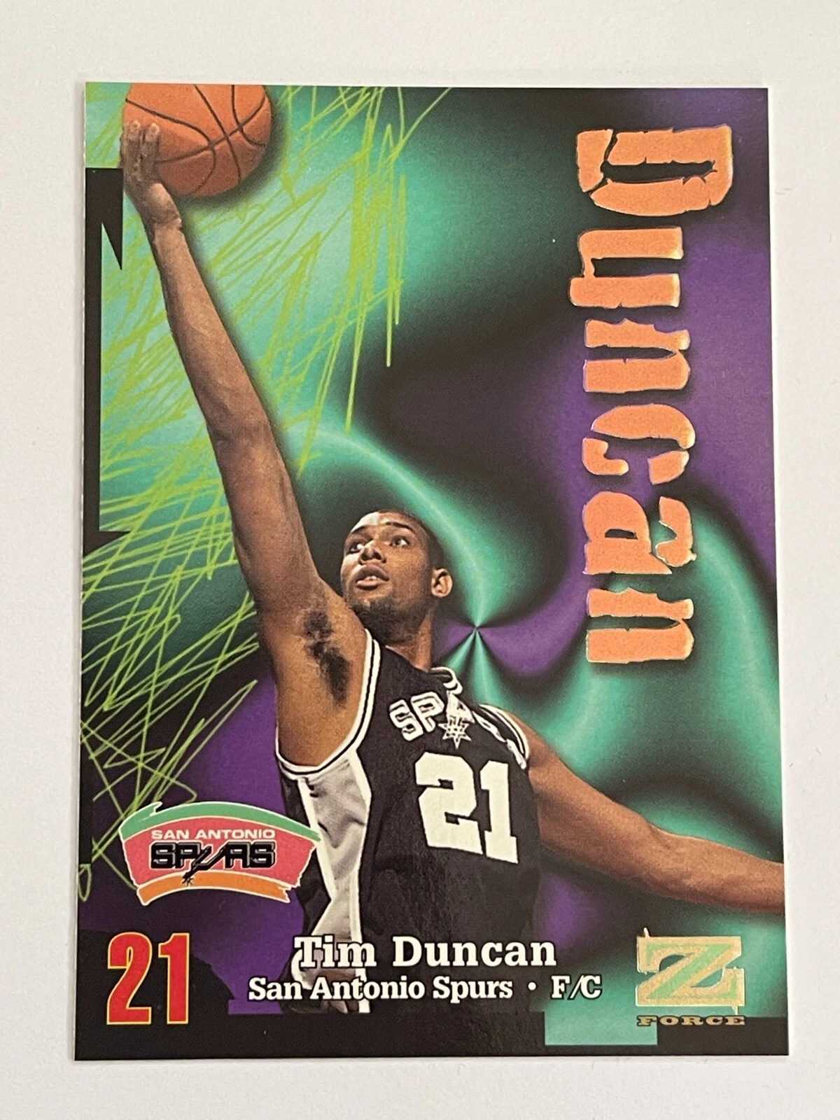 1997-98 Skybox Spurs Tim Duncan Z-Force Rookie #111