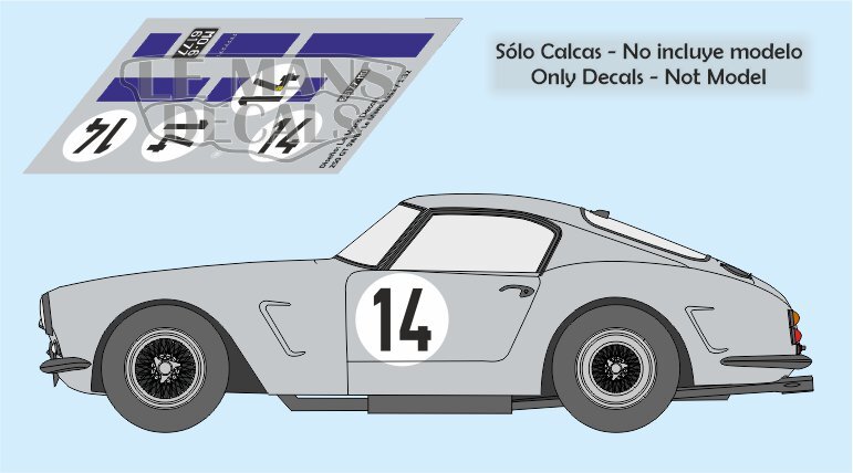 Décalcomanies Ferrari 625 LM Le Mans 1956 - échelles 1:32, 1:24, 1:43, 1:18 - Pour Slot Cars Ou Modélisme