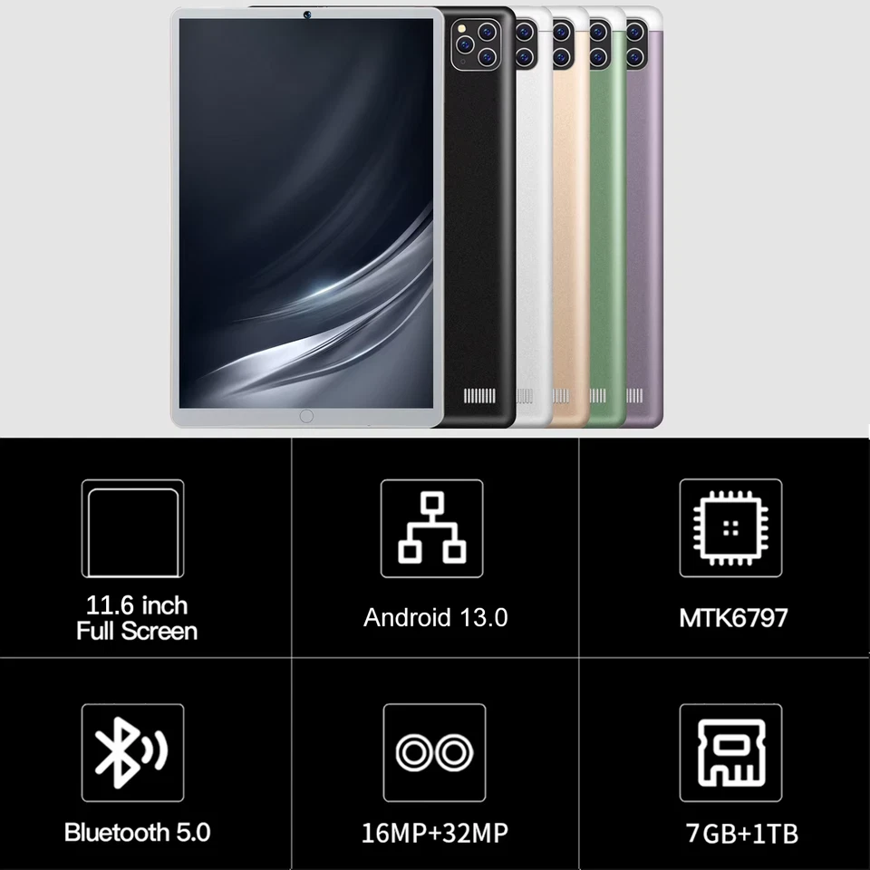 TABLET PC 10"POLLICI TELEFONO SIM NAVIGATORE GPS WEB ANDROID 7 1000GBrom 7 GBram - Immagine 2 di 4