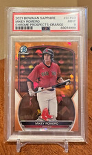 Mikey Romero /50 POP 2 NO HIGHER 2023 Bowman Chrome Sapphire Orange PSA9 RED SOX