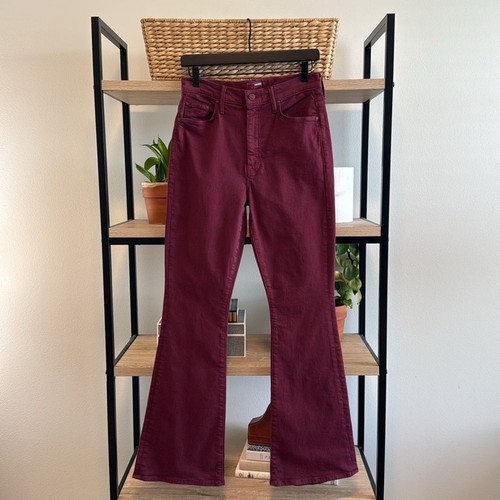 Jeans Madre Vita Alta Weekender Skimp Svasato Gioco Data Rosso Borgogna, 28 - Foto 2 di 15