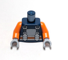 Lego - Minifigure Torso - Dark Blue, Orange, Harness, Belt, Suspenders