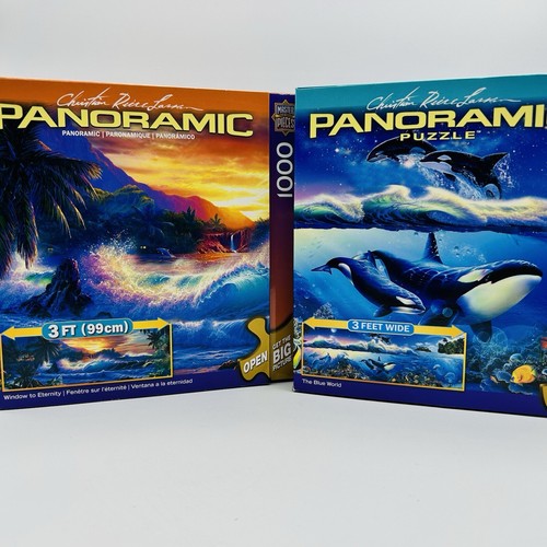 NEW Puzzle Lot (2) Masterpieces Panoramic 1000 pcs Jigsaw Christian Riese Lassen