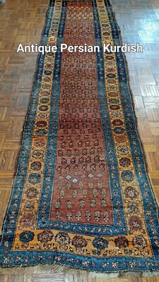 Antique Middle Eastern Kurdish Runner 2' 11'' x 1 2'0'' Ft Natural 