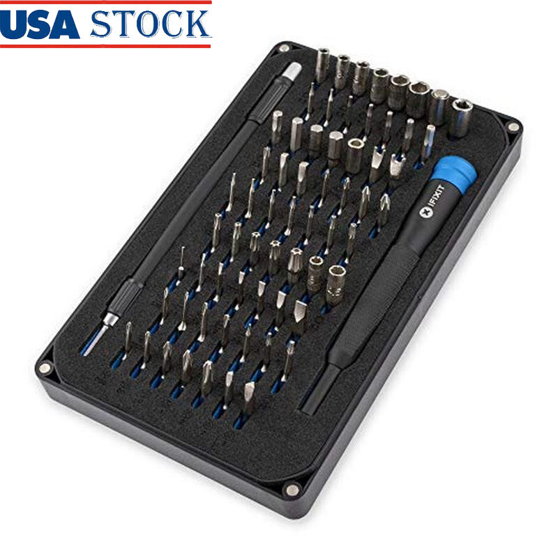 64 Precision Bit Set Electronics Repair Tool Kit Magnetic Storage Screwdriver US