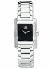 ESQ by MOVADO Swiss Silver DIAMOND Bezel Black Dial Women's Watch E5428-07101101