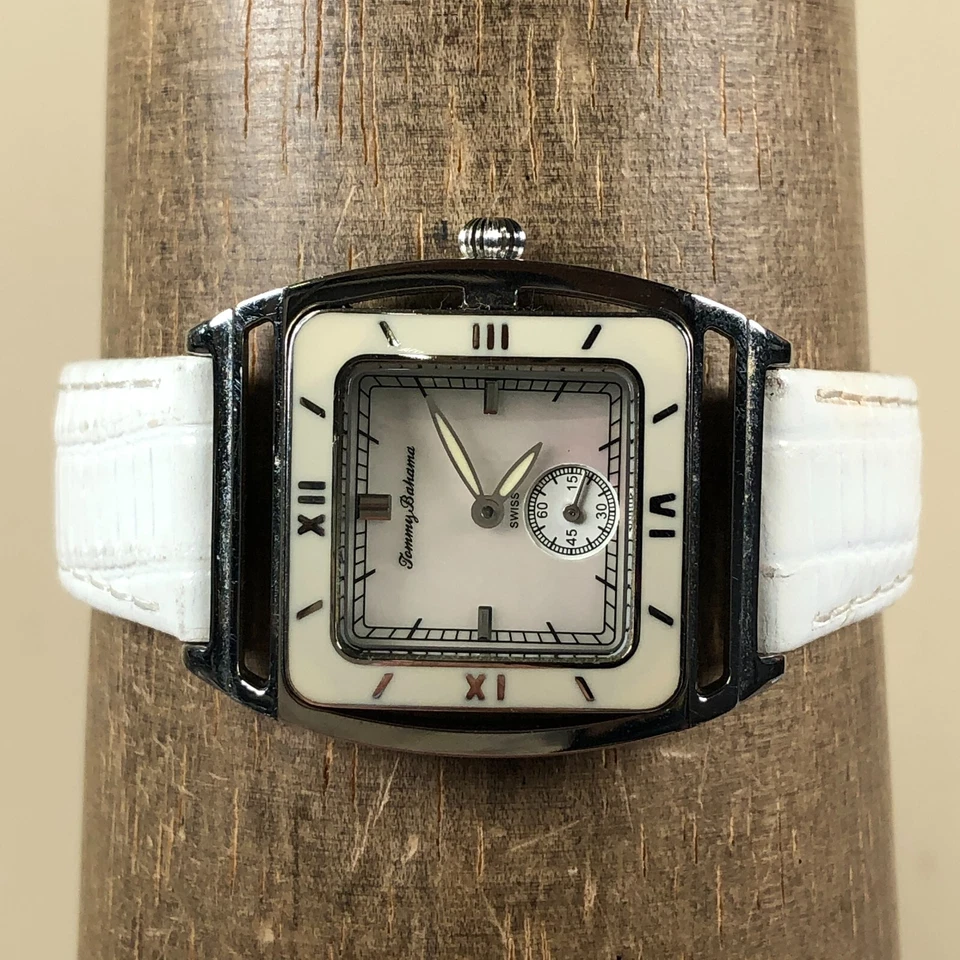 Tommy Bahama女式TB2077秒针白色皮革方形石英表29毫米手表7 — 第 2/4 张图片