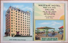 Dallas, TX 1940s Linen Art Deco Postcard: Mayfair Hotel - Texas Tex