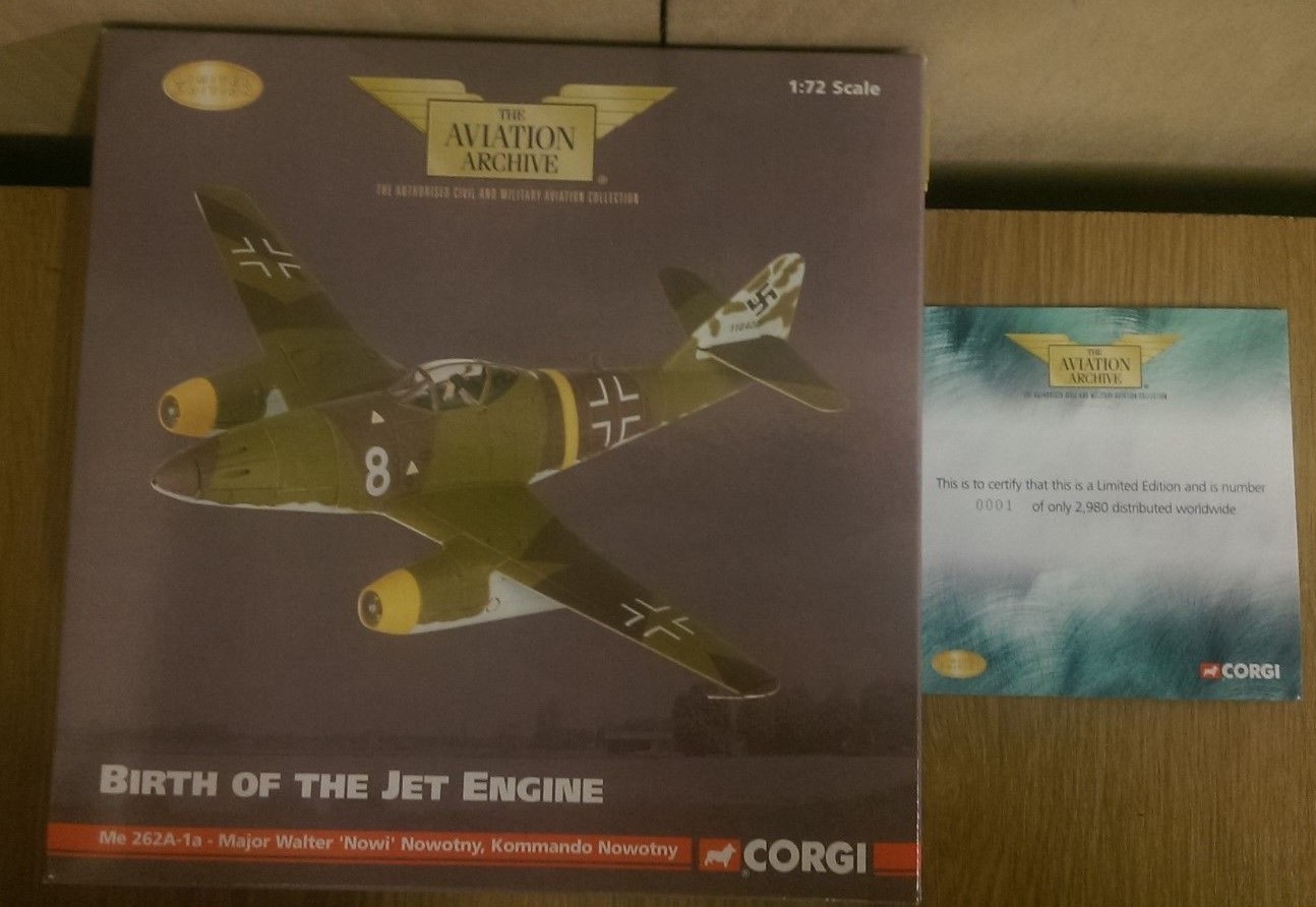 Corgi AA35706 Me262A-1a Major Walter Nowi Nowotny 1944 Ltd Ed. 0001 of 2980 Corgi AA35706 Me262A-1a Major Walter Nowi Nowotny 1944 Ltd Ed. 0001 of 2980