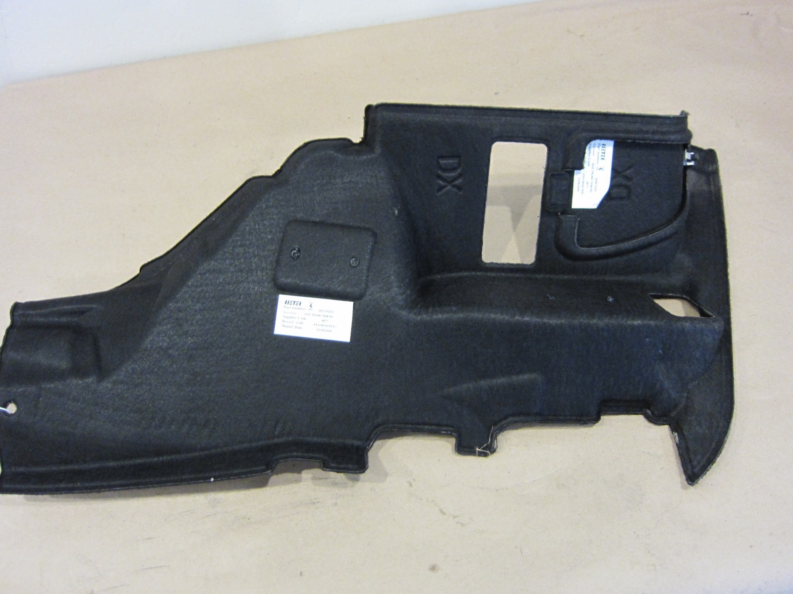 Ferrari California RH Lateral Cover For Luggage Compartment Part# 81274200
