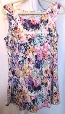 LOGO Lori Goldstein Layers Multicolor Splatter Sleeveless Round Neck SZ M NWOT