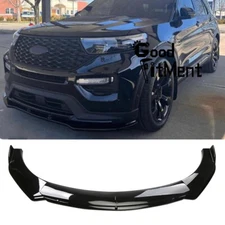 For Ford Explorer ST Glossy Black 4x Front Bumper Lip Spoiler Splitter Body Kit