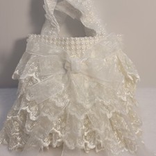 Sale  Teen Girl/Women Handmade Ivory Lace Tutu Frilly, Fancy Wedding Purse