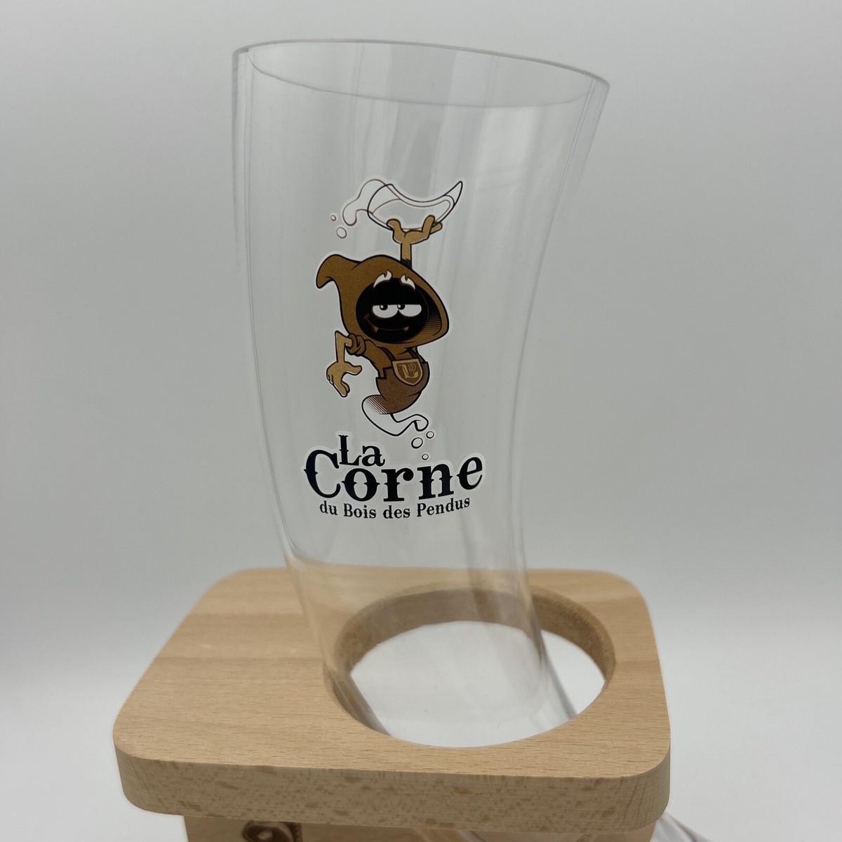 La Corne 33cl Belgian Beer Glass With Wooden Stand Brand New La Corne 33cl Belgian Beer Glass With Wooden Stand Brand New