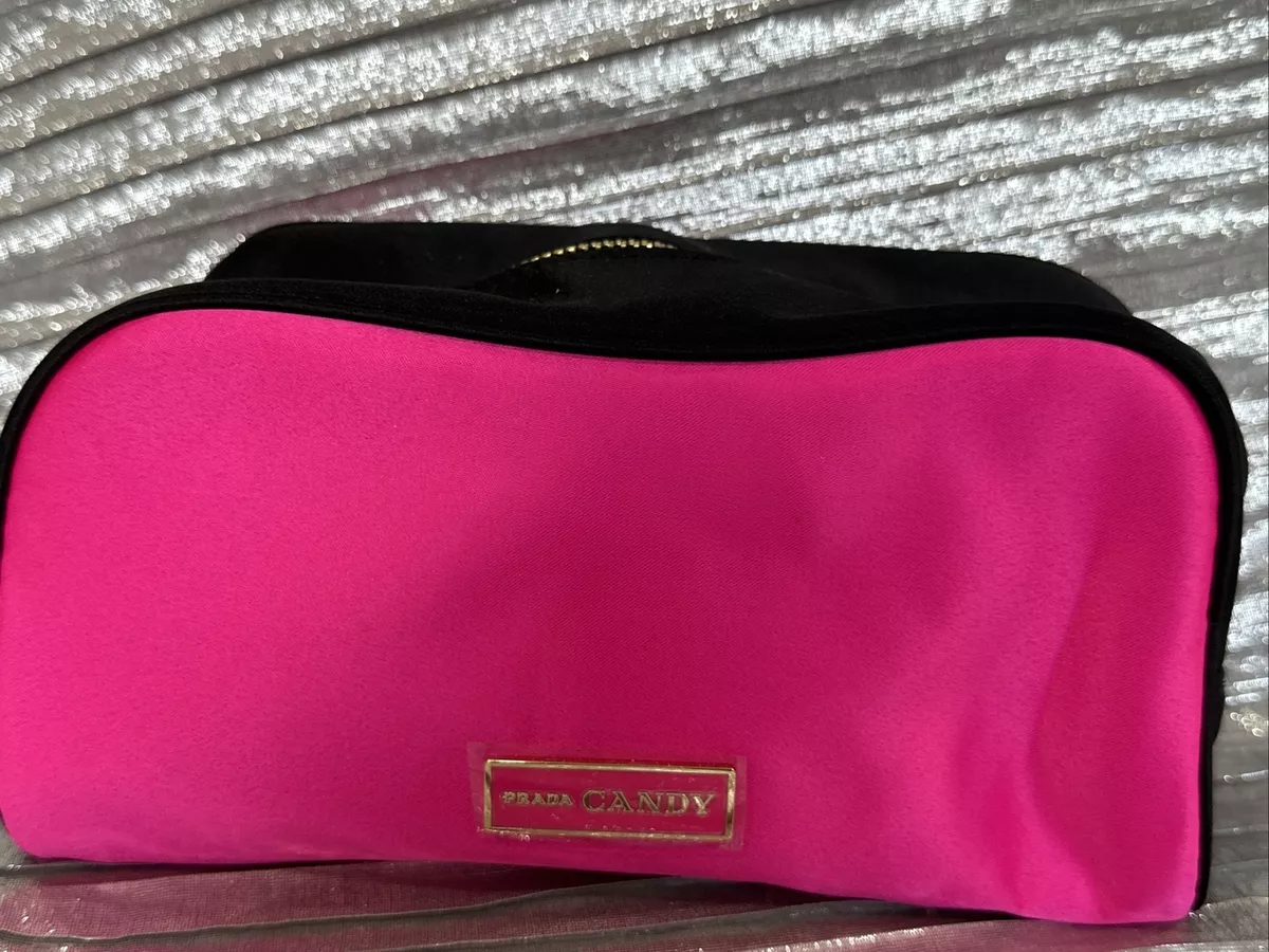 Prada CANDY Parfums Bright Pink Satin Make Up bag Pouch Clutch