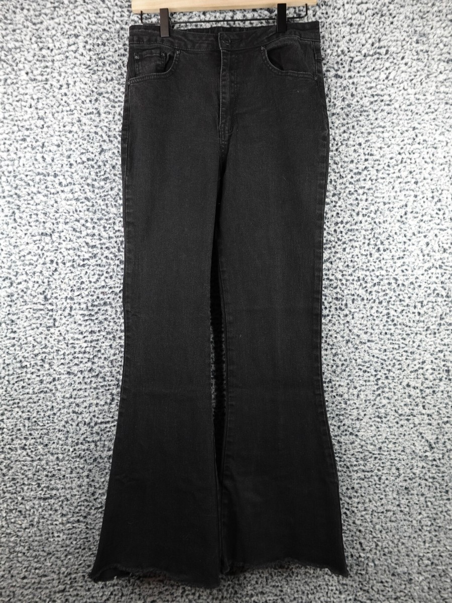 Almost Famous Flare Jeans Womens Size High Rise Lace Up Raw Hem