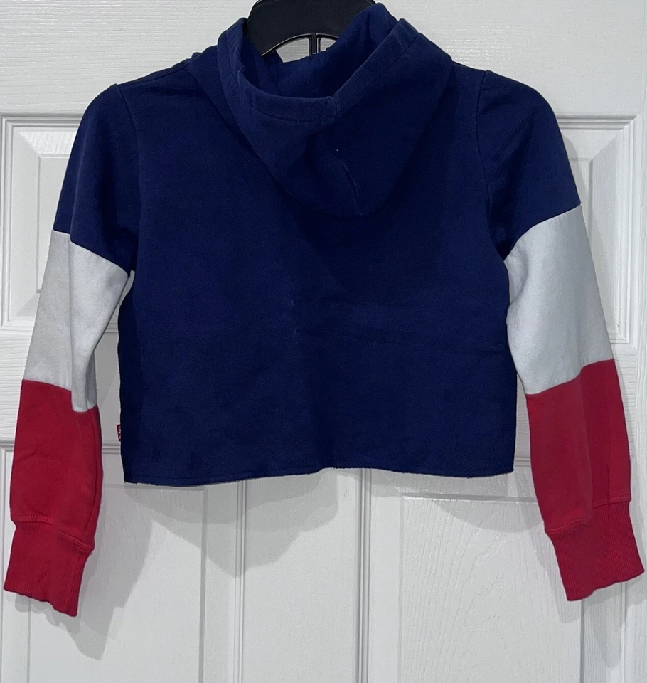 Moletom com capuz Levi's tamanho feminino pequena idade 8-10 multicolorido pulôver de lã - Imagem 3 de 4