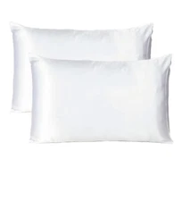 Set of 2 Silky Satin Pillowcase Pillow Case Cushion Cover King 20*36inch White