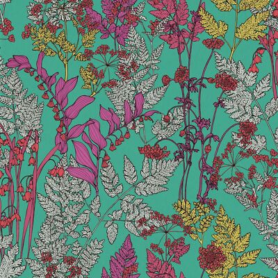 Profhome 377516-GU Blumen Tapete Floral matt grün lila grau 5,33 m2