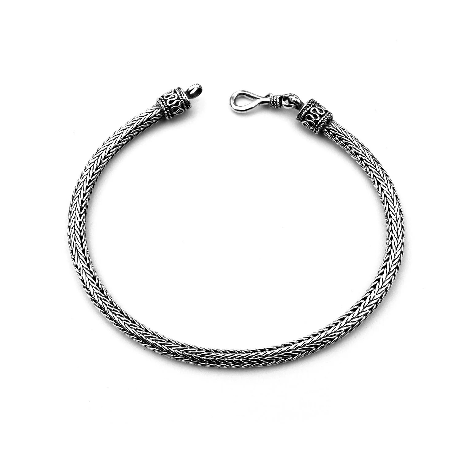 Pulsera cadena serpiente hecha a mano 4mm bali sólida plata de ley 925 unisex