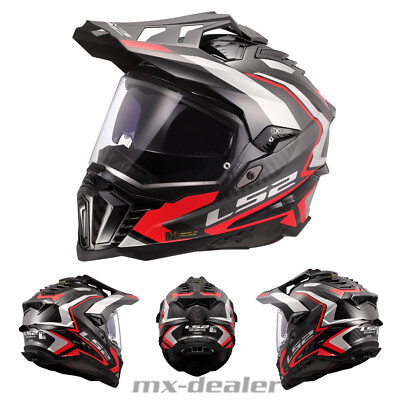 LS2 MX701 Carbon Helm Explorer C Frontier II Gloss Rot Dualsport Enduro GS MX