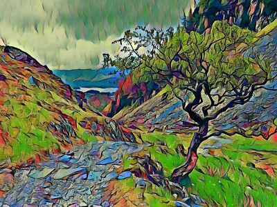 Abstrakter Druck 10 x 8 - Castle Crag - Borrowdale im Lake District, Cumbria