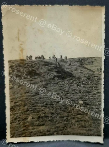 WW2 Iceland - British Soldiers  on a Hillside exercise #4 -  photo 10 by 8cm