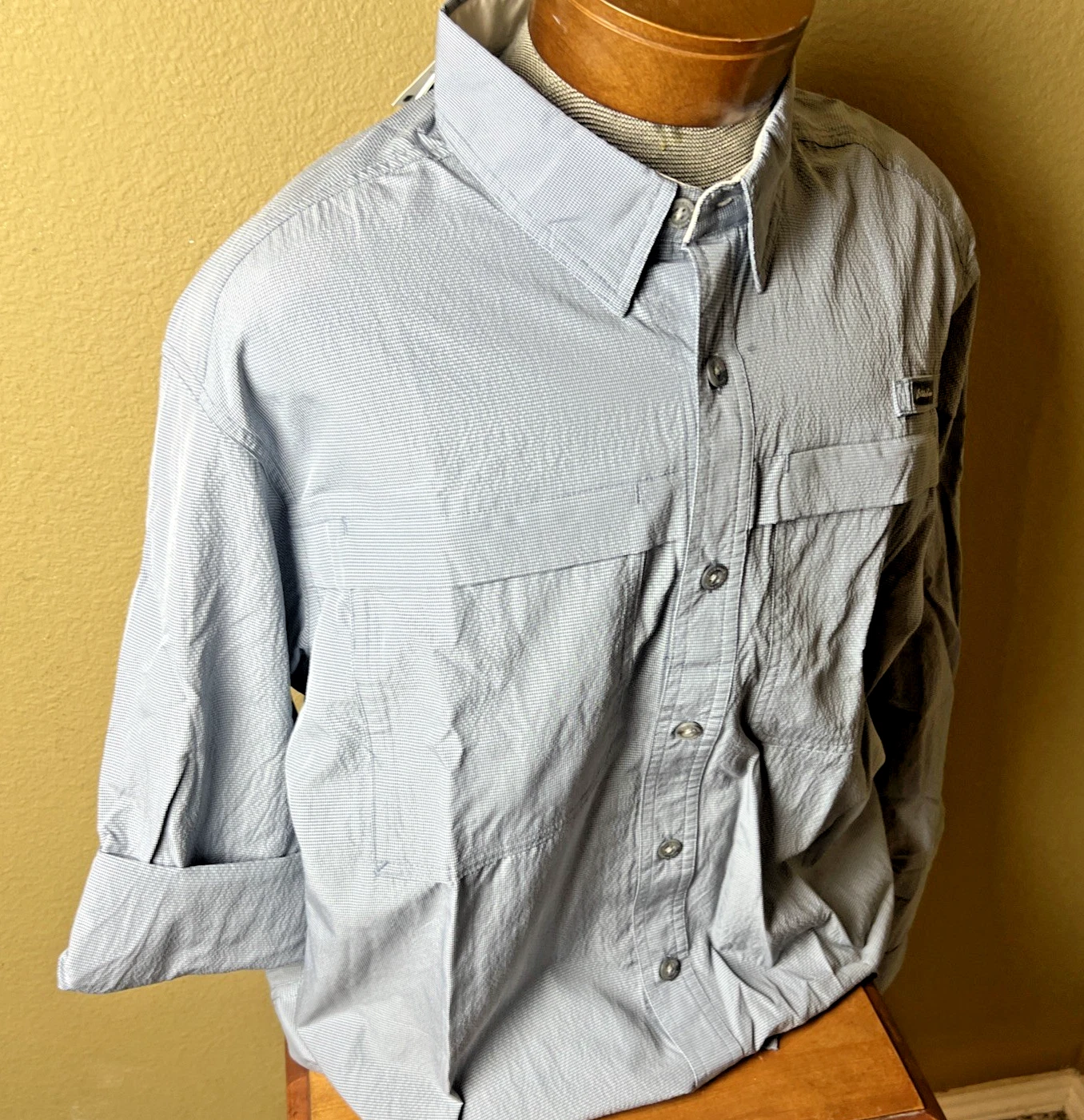 NEW Eddie Bauer Blue Vented Fishing Shirt Size XL Free Shade Sport Shop UPF 50