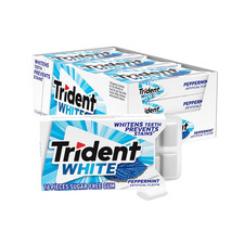 Trident White Peppermint Sugar-Free Chewing Gum, 9 Packs of 16 Pieces 144 Total