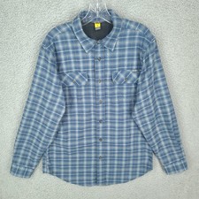 Eddie Bauer Shirt Mens Medium Travex Flannel Button Up Blue Long Sleeve