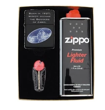 Zippo Lighter Gift Set Wind Goddess Matte Black Made in USA Born in 1937