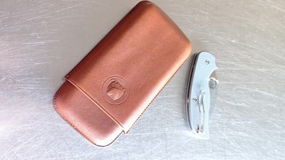 Dunhill Bulldog Robusto Cigar Case Brown Leather