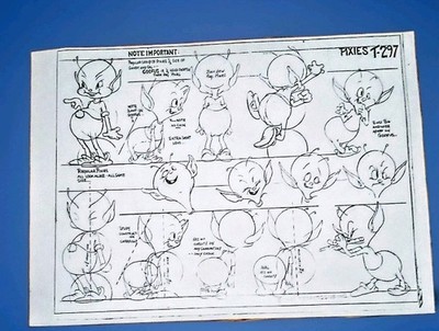 Fleisher Studios 1940 Original Production Model Sheet