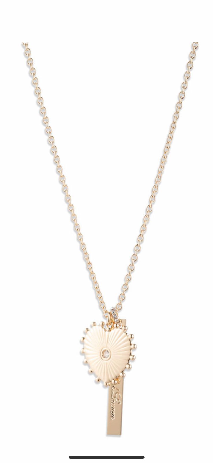 Lauren Ralph Lauren Logo Cubic Zirconia Heart Pendant Necklace
