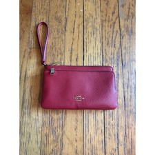 Cartera Coach Doble Cremallera CU919 Cuero Guijarro Rojo Audaz Nueva con Etiquetas