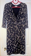 Monsoon Navy Bird Print Shirt Dress Size 14