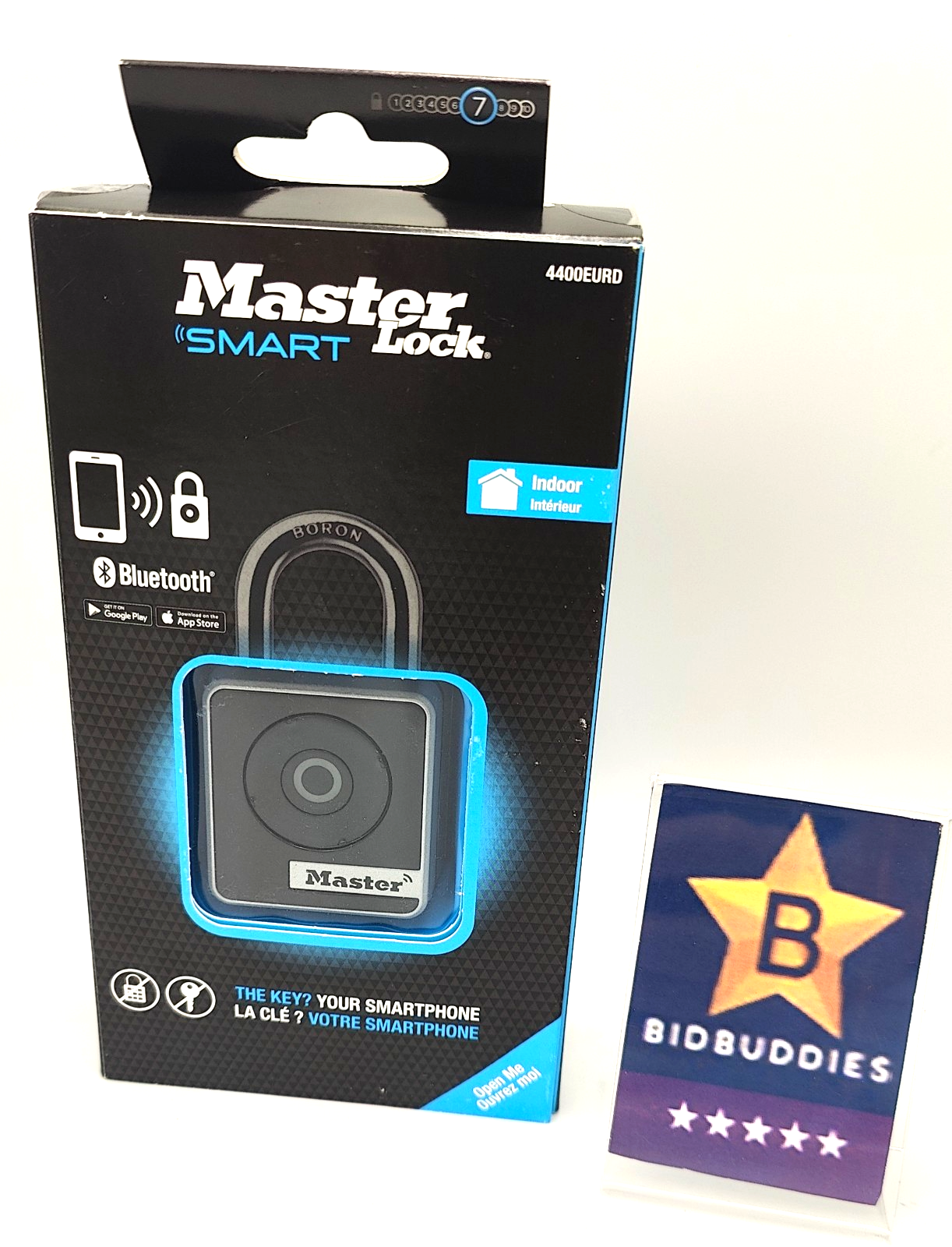 Master Lock 4400EURD Bluetooth Smart Padlock Keyless Indoor Security Lock New
