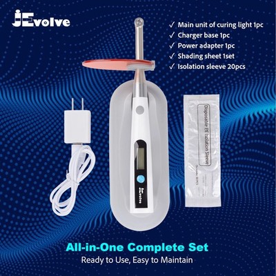 JEVOLVE Dental Wireless LED Curing Light 5W Wireless 1 Second Curing 1400mw/c㎡