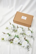 Meldel Wrist Corsage for Wedding, Set of 6, Elegant Artificial White Rose Pea...
