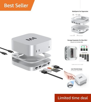 Stylish Aluminum Hub & Cooling Stand for Mac Mini with 9 Ports for Enhanced Use