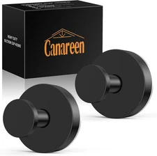 Stainless Steel Suction Cup Hooks for Bathroom and Kitchen - Set of 2, Black