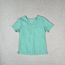 FIGS Women Scrub Top S Green Technical Collection Logo PO 1917 Short Sleeve