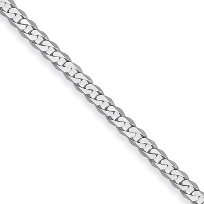 14K Weißgold 2,2 mm flache abgeschrägte Panzerkette; 20 Zoll; Karabinerverschluss