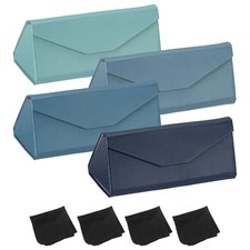 Foldable Glasses Case, 4Pcs Triangle Magnetic Sunglasses Case, Deep Blue Tones